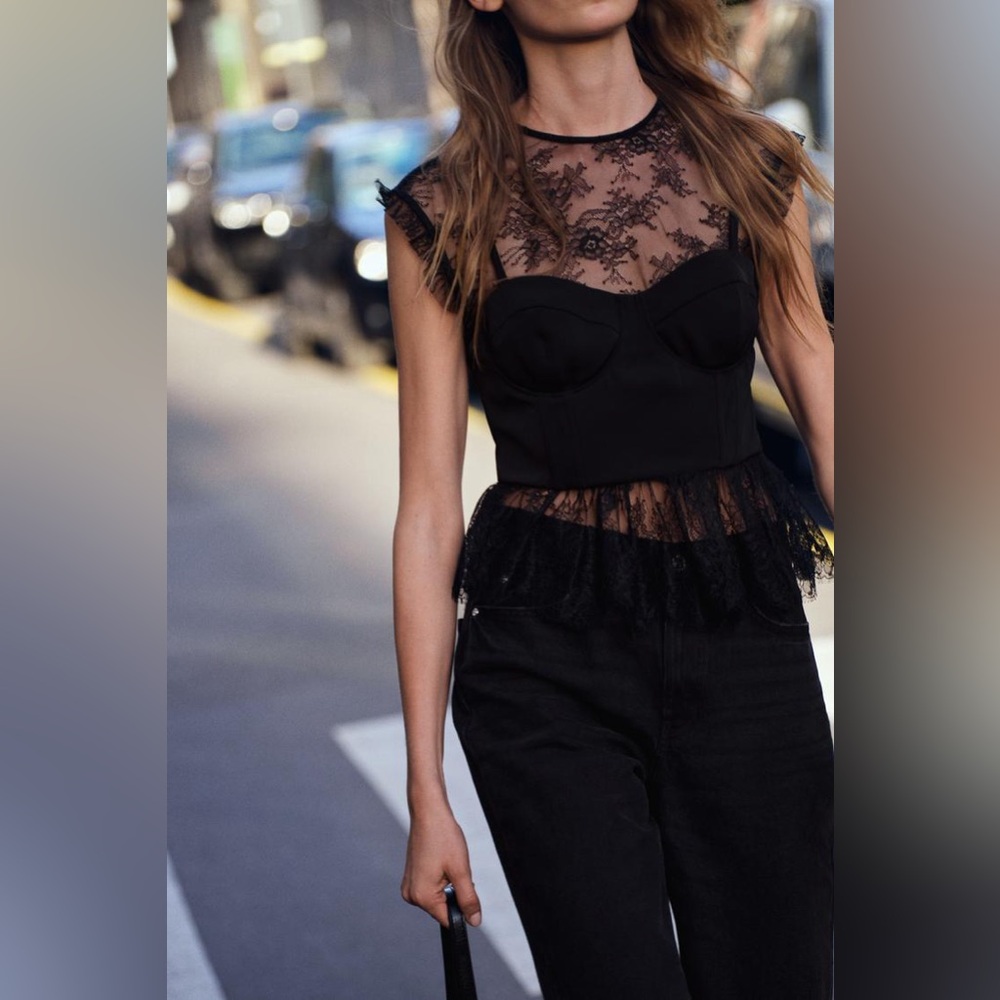 ZARA LACE TOP - Picture 1 of 9